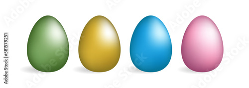 Easter Eggs Pile 3d Vector Elements isolated set on white