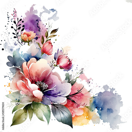 Cute Watercolor Natural Flower Illustration Generative AI