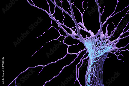  Image of the microscopic connections between neurons in the human brain. Generative AI photo