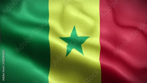 4K Textured Flag of Senegal Animation Stock Video - Senegalese Flag Waving in Loop - Highly Detailed Senegal Flag Stock Video photo