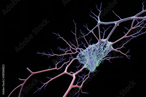  Image of the microscopic connections between neurons in the human brain. Generative AI