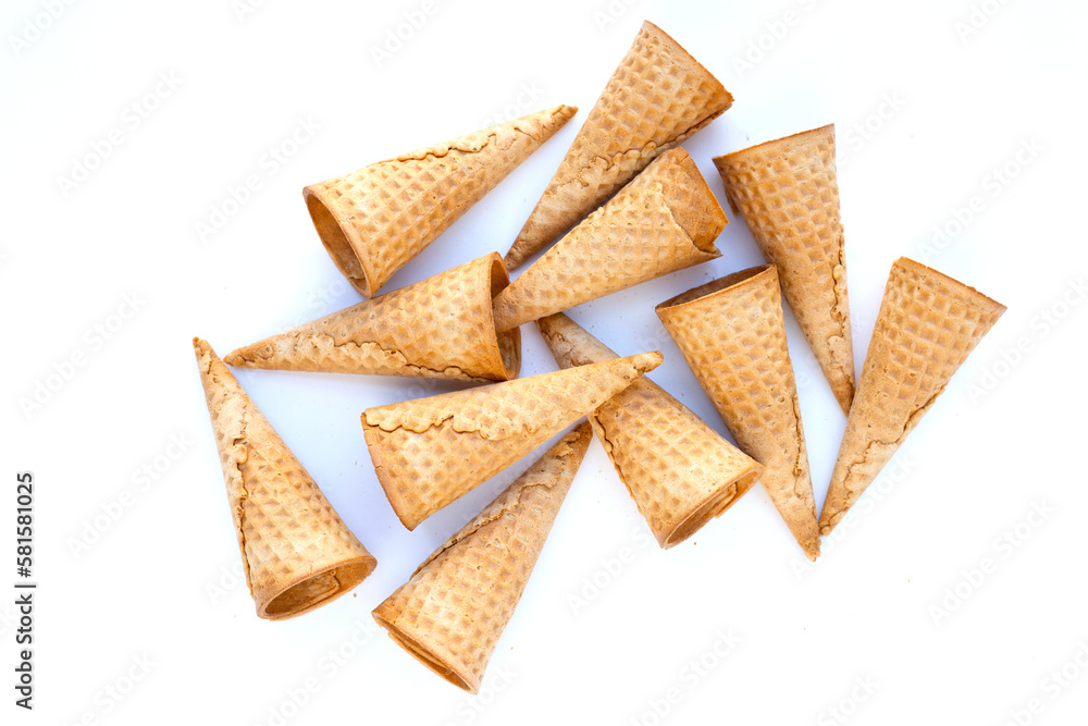 Empty ice cream cone on white background. Empty ice cream cone on white background.