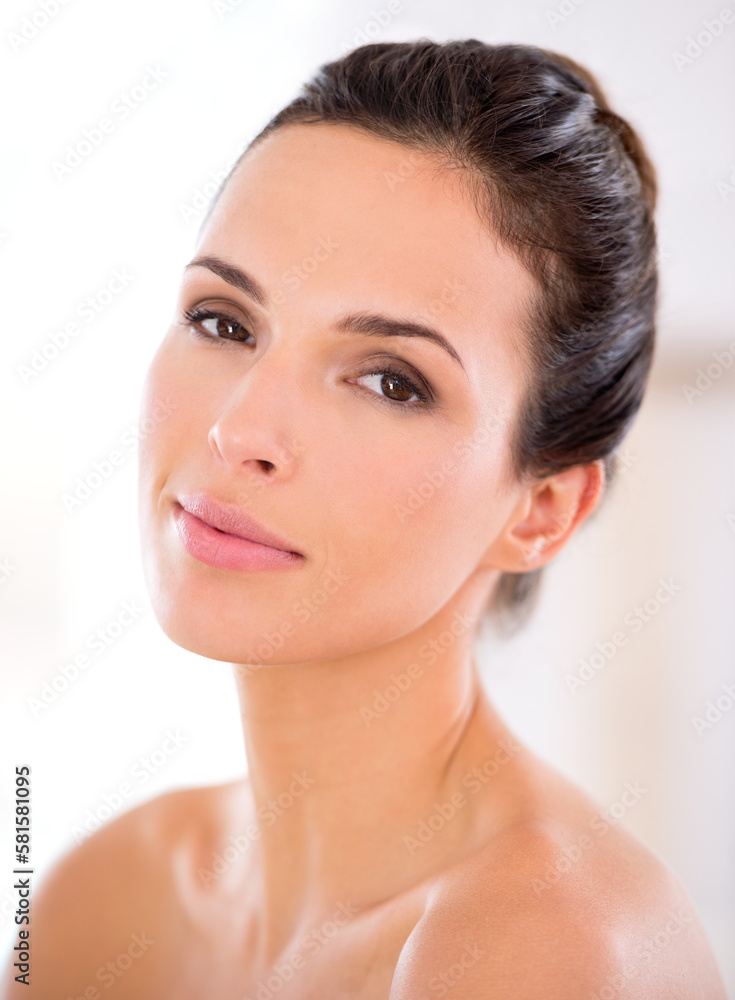 Skin perfection. Portrait of a beautiful woman with bare shoulders.