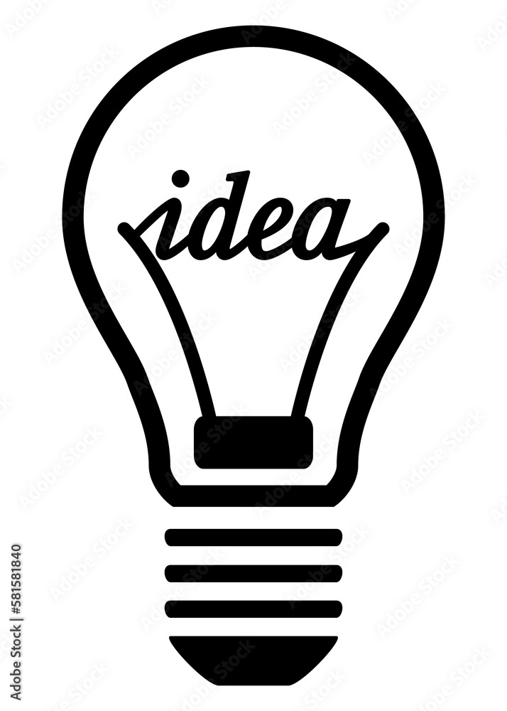 Logo de innovación, solución y educación. Letras palabra idea en texto manuscrito en bombilla eléctrica lineal Logo de innovación, solución y educación. Letras palabra idea en texto manuscrito en bombilla eléctrica lineal