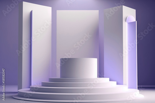 Contemporary violet podium stage. AI Generation
