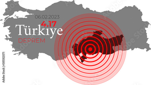 Turkey, earthquake February 6, 2023. Vector Illustration of the Map of Turkey on White Background. EPS 10
