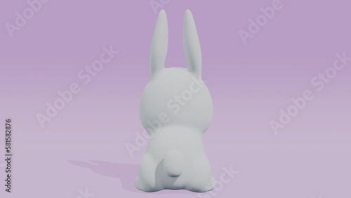 Cute rabbit on a lilac background. Abstract loop animation
