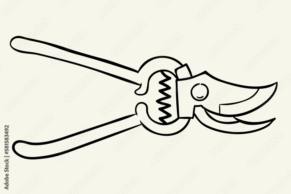 Pruner. Hand drawn vector illustration Pruner. Hand drawn vector illustration