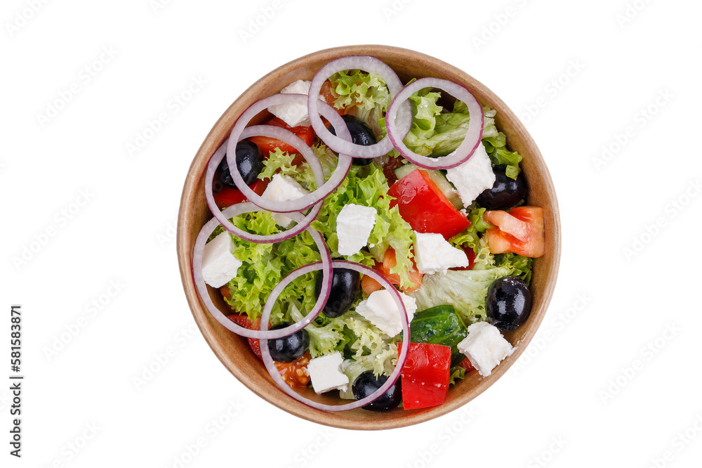 Greek salad for online restaurant menu on white background 1
