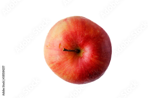 yellow-red apple top view
 on a white background