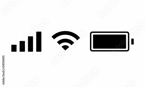 wifi icon isolated on white background for phone. Charging status symbol modern, simple, 2 SIM cards, icon for website design, mobile application, user interface illustration