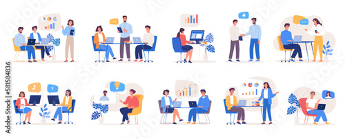 Business people working in the office , different workers set