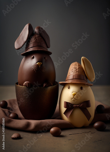 The bunnies are happy to bring lots of chocolate for this Easter. There's rabbit anyway to sweeten this date! photo