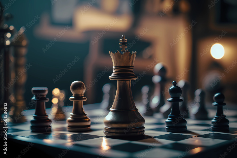 Macro Close-Up of a Chess Piece on a Chess Board, Elegant Gaming with Style (Generative AI) Macro Close-Up of a Chess Piece on a Chess Board, Elegant Gaming with Style (Generative AI)