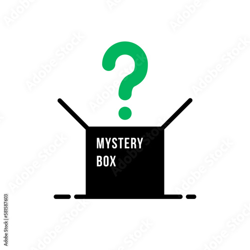 green question mark like black mystery box icon