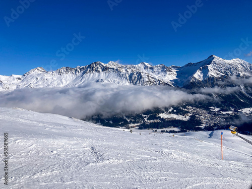 View in the snow mountains of Churwalden Lenzerheide