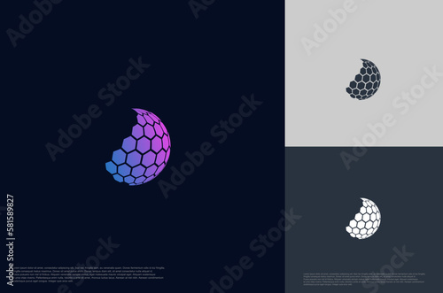 Abstract global sphere hexagonal technology logo designs template, symbol template