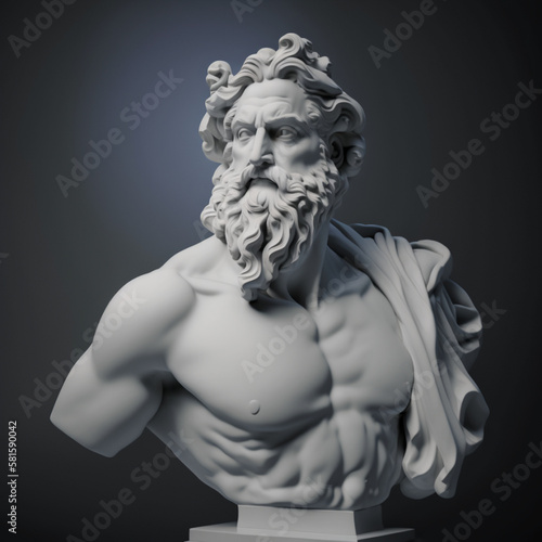 Realistic white Stone statue of ancient greek gods, generative AI 