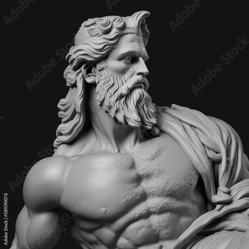 Realistic white Stone statue of ancient greek gods, generative AI	
