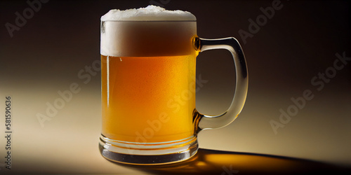 A mug of cold German pilsner beer generated by AI photo