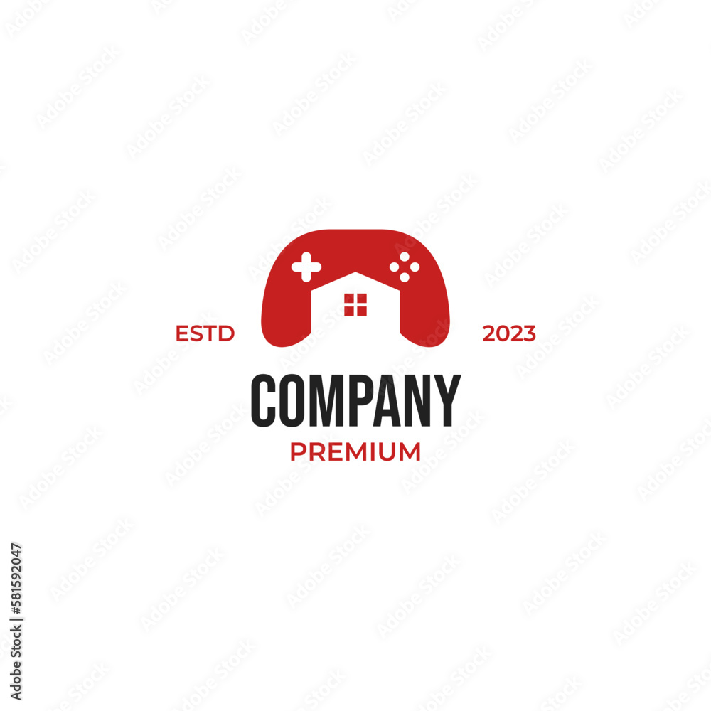 Vector gamepad with house logo design illustration Vector gamepad with house logo design illustration