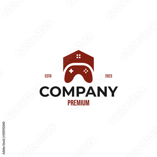 Vector gamepad with house logo design illustration