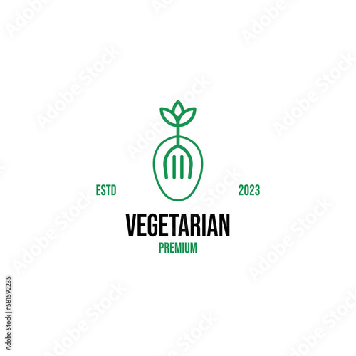 Vector leaf fork spoon logo design illustration idea
