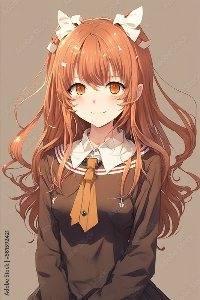 a cute and wonderful anime girl with brown hair, adorable artwork, generative ai technology a cute and wonderful anime girl with brown hair, adorable artwork, generative ai technology