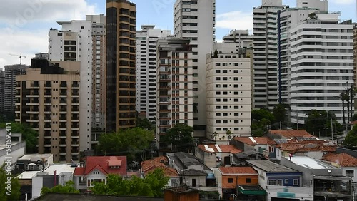 Sao Paulo - SP, Brazil: Time-lapse on the city's central region with view to the buildings, Aclimacao neighborhood.  photo