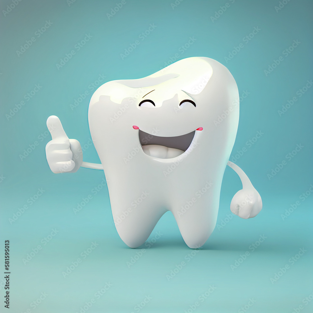 3D realistic happy white tooth , Tooth cartoon characters with thumbs up on bright background , Cleaning and whitening teeth concept. Generate Ai 3D realistic happy white tooth , Tooth cartoon characters with thumbs up on bright background , Cleaning and whitening teeth concept. Generate Ai