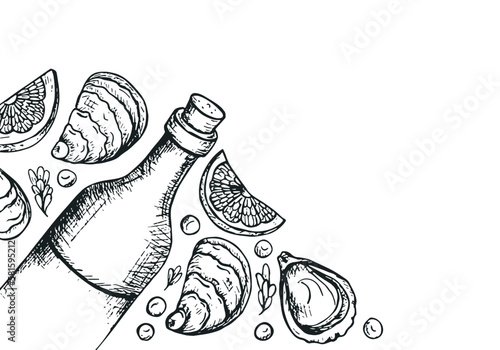
Oysters and wine design template. Perfect for design recipe, menu, delivery, packaging, fish market, seafood products.
