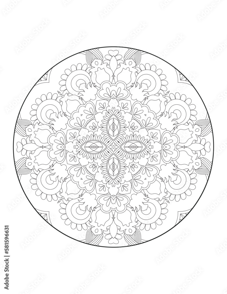Coloring book page. Round gradient mandala on white isolated background. Vector ethnic oriental circle ornament. Mandala. Vintage decorative elements. Hand drawn background. Islam, Arabic, Indian Coloring book page. Round gradient mandala on white isolated background. Vector ethnic oriental circle ornament. Mandala. Vintage decorative elements. Hand drawn background. Islam, Arabic, Indian