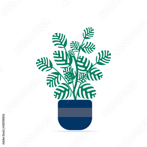 A beautiful vase in a pot. Vector illustration.