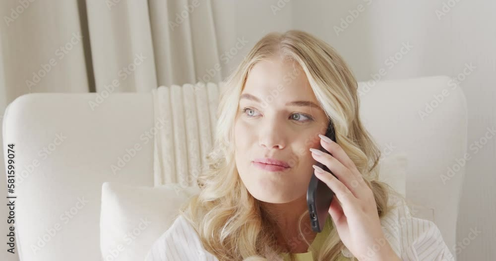 Happy caucasian plus size woman talking on smartphone in slow motion Happy caucasian plus size woman talking on smartphone in slow motion