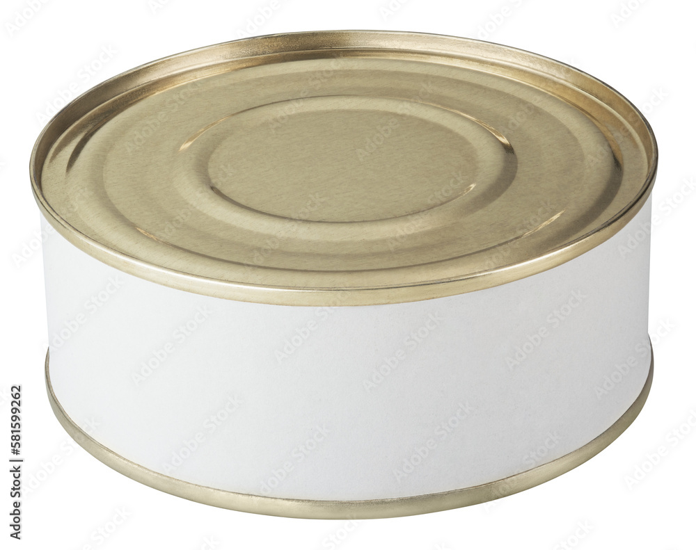 Small tin can with blank label isolated on transparent background Small tin can with blank label isolated on transparent background