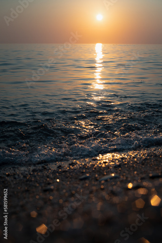 mediterranean sea in Alanya Turkey. Sunset at the sea