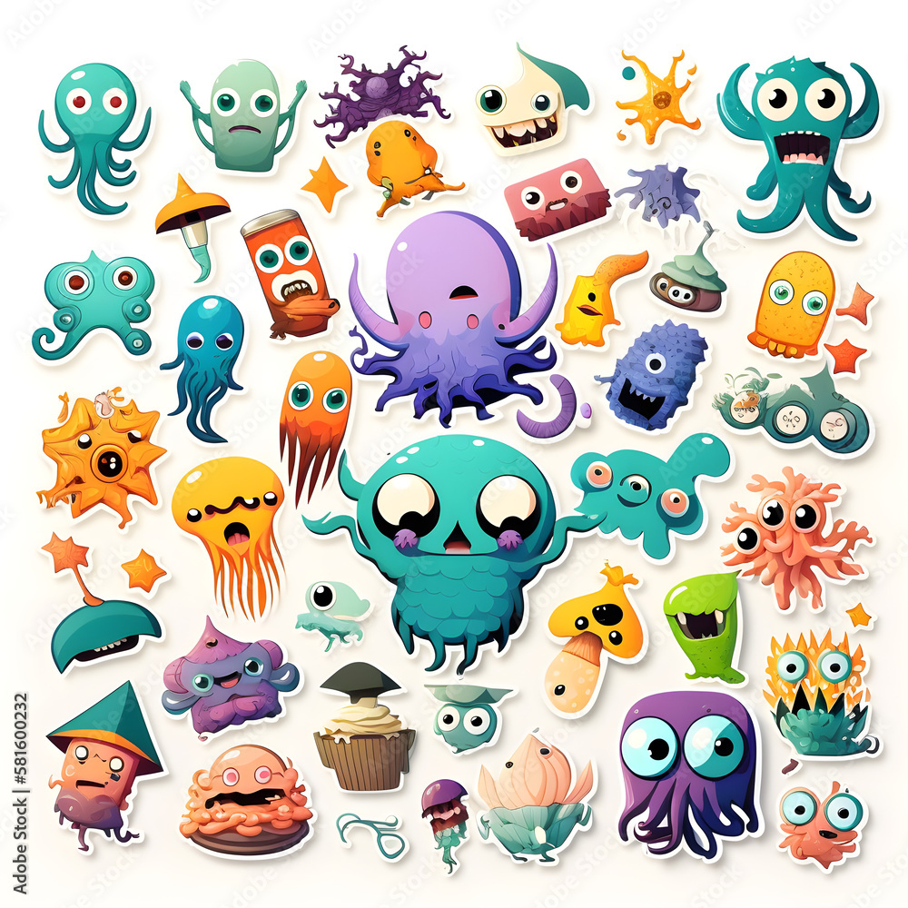 Obraz premium Stickers set of monsters
