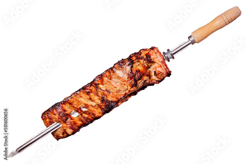 A brazilian traditional barbecue grilled pork rib on the stick - Costelinha suina no espeto