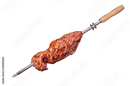 A brazilian traditional barbecue grilled ox termite on the stick - Cupim no espeto