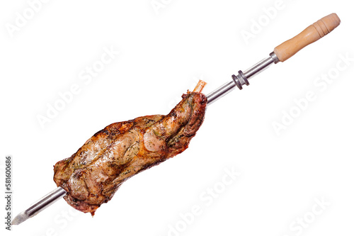 A brazilian traditional barbecue grilled lamb clod on the stick - Paleta de carneiro no espeto photo