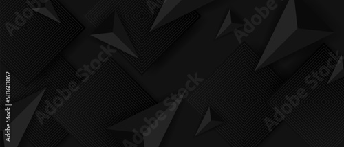 Abstract triangles pattern luxury dark background. Banner with geometric shapes. Vector EPS 10