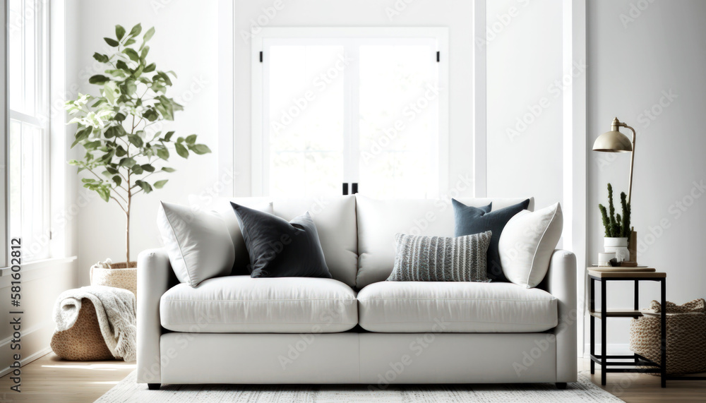 Bright Livingroom with a Couch as a focus point , minimal design Comfy Livingroom, Bright Living space. Generative AI
Bright Livingroom with a Couch as a focus point , minimal design Comfy Livingroom, Bright Living space. Generative AI