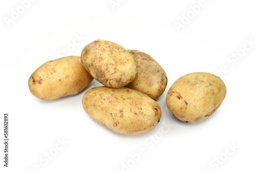 Ripe potatoes isolated on white background