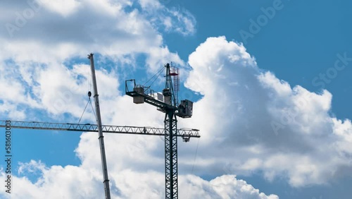 Time lapse of construction crane installation