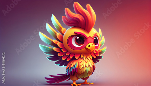 3D Illustration of cute phoenix. Generative AI.  © Absent Satu