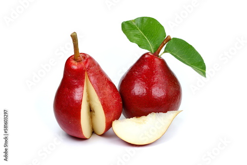Isolated pears. Red pear fruits isolated on white background