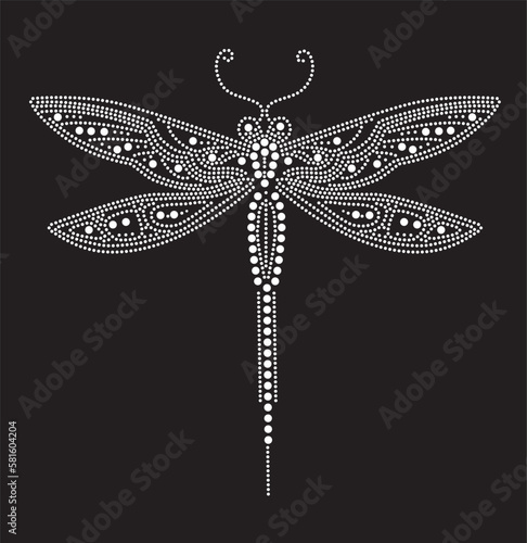Rhinestone with dragonfly design applique for t-shirt hot-fix transfer