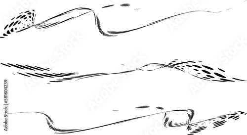 Set of their dotted halftone borders from twisted, twisted polka dot ribbons. Vector.