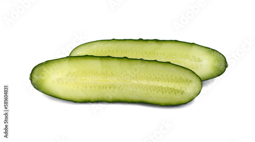 cucumber isolated on white background. longitudinal section of cucumber.
