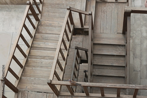wooden staircase in a building